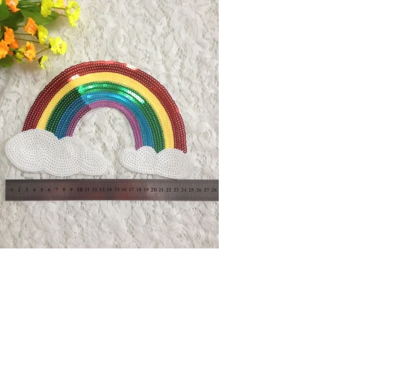 Neue Pailletten Regenbogen Pailletten Tuch Aufkleber DIY Bekleidung Dekoration Zubehör Pailletten Bestickt Tuch Aufkleber