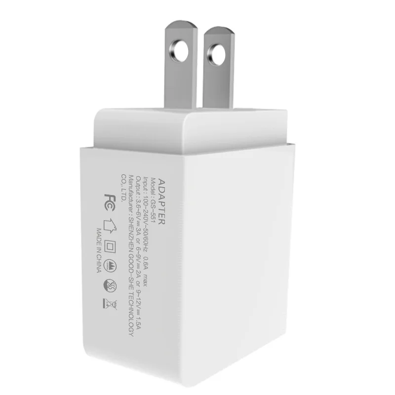 Ondersteuning Fcp Scp QC3.0 Vooc Oppo Quick Charge 3.0 Usb Lader Met 2 Pin Us Plug Enkele Poort 18W qc 3.0 Wall Charger