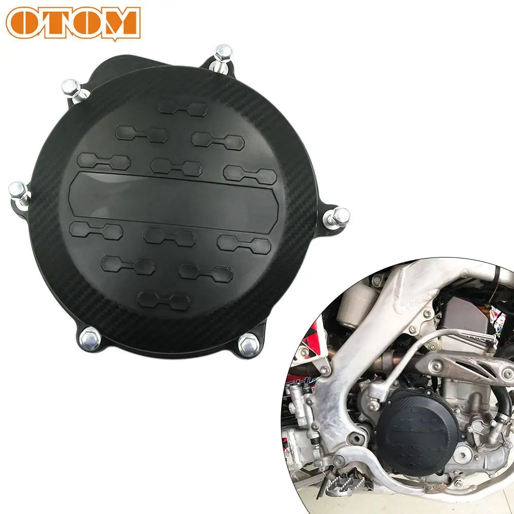 OTOM Dirt Bike Engine Clutch Cover Black Protection Case Mounting Screws Included For Honda CRF250R CRF250X CRF 250R 250X 10-17