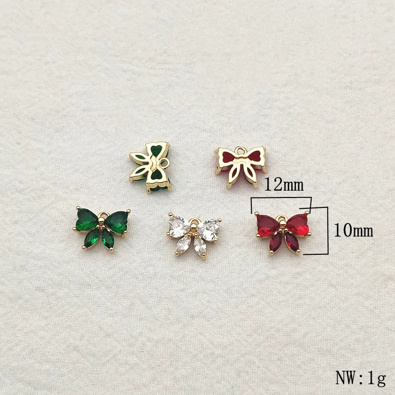 New arrival! 12x10mm 50pcs Cubic Zirconia Bows charm for Hand Made Earrings DIY parts,Jewelry Accessories Findings & Components