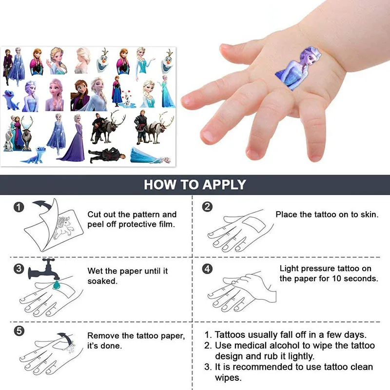 1PCS Disney Frozen Anna Elsa Originales Tattoo Sticker Anime Action Figure frozen Princess Kawaii Kids Girls Birthday Gift