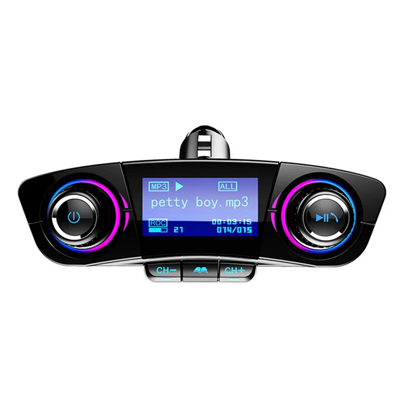 Car Handsfree Wireless Bluetooth Kit FM Transmitter LED Audio MP3 Player Dual USB Charger FM TF Aux in Modulator Car Accessories