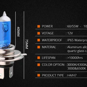 Halogen -Super weiß gelber Bulbe, H4, H7, 12 V, 100W, 3000k, 4300k, 6000k Quarzglas, Leuchtturmlampe, Motorradlampenlampe 10 Hauptverkäufe gelbe Lampen H4 - №5
