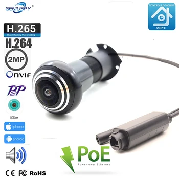 Geniuspy HD 1080P Fisheye Peephole POE IP Camera Mini Door Eye Hole Camera P2P Network Surveillance Camera Security XMEYE