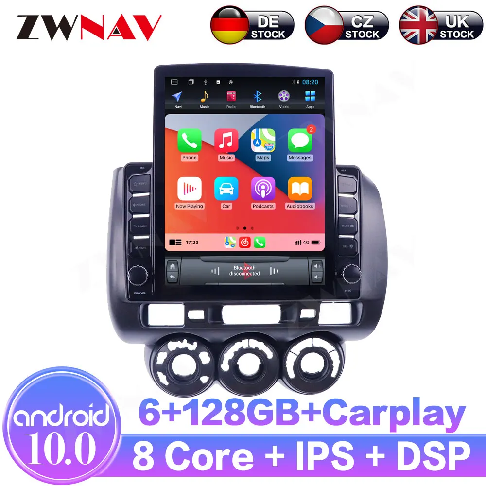 Android10.0 6+128GB For Honda Fit 2006-2008 IPS Touch Screen Receiver Car Multimedia Radio Player Car GPS Navigation DSP Carplay