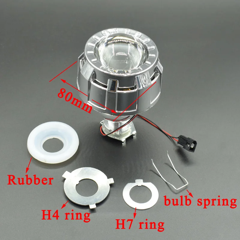 Headlight Lenses 2.0 H1 HID Bi-xenon H4 H7 Projector Metal Lens Mini Gatling Gun Shroud For Car Motorcycle Accessories Retrofit
