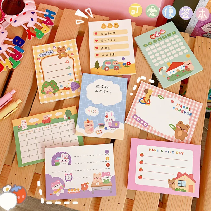 Cartoon Cute Animals Memo Pad 50 Sheets Student Notes school Stationery Weekly Planner Stickers To Do List Kawaii Mini Notepad