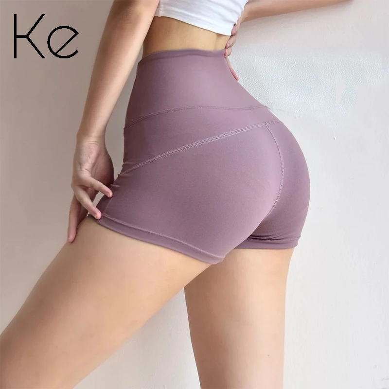 

KE723 high waist fitness shorts women's stretch tights peach hips sports running pants training yoga three-point pants new