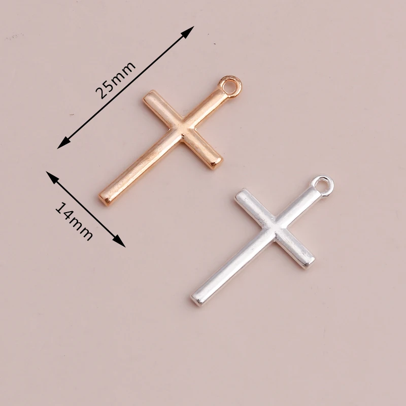 Leslie 40pcs Gold Silver Color 25x14mm Cross Pendants Beads for DIY Making Necklaces & Bracelets Handmade Jewelry