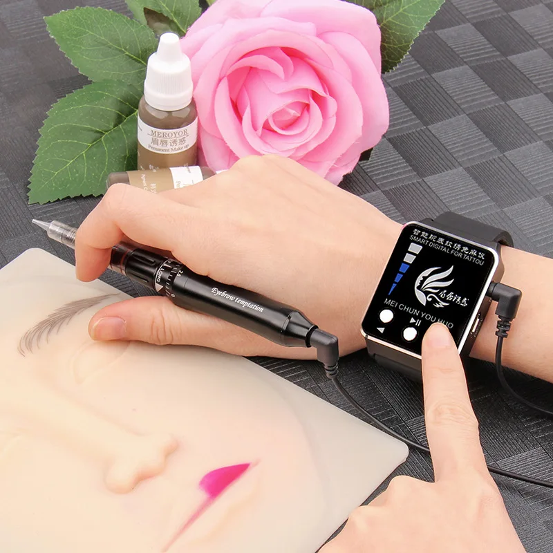 แบบพกพากึ่งถาวรเครื่อง Tattoo Eyebrow Lip Eyeliner Set Pulpen Digital Full โยนหนึ่งเครื่องสมาร์ทวอท์ช Tattoo Machine