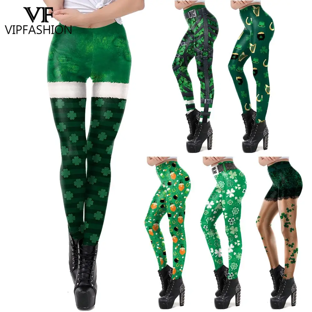 

Леггинсы женские эластичные с принтом клевера, на каждый день