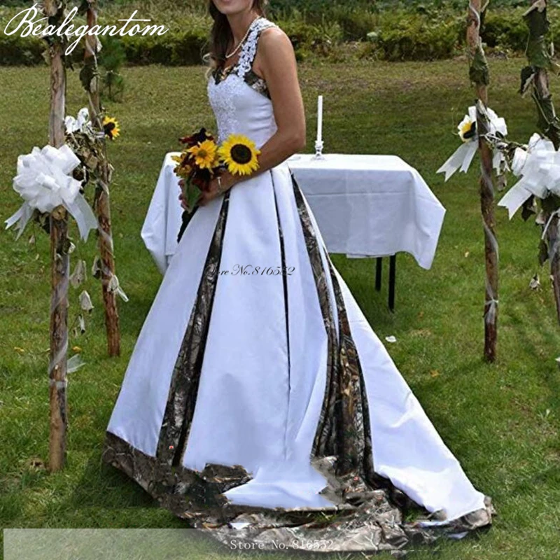 

Bealegantom 2023 Vintage Wedding Dresses Camo Realtree Print Long Formal Bridal Gowns Robe De Mariage WD42