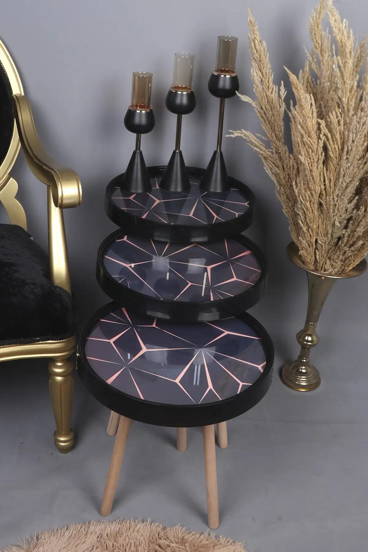 Table basse Zigon rétro émaillée, 3 pièces