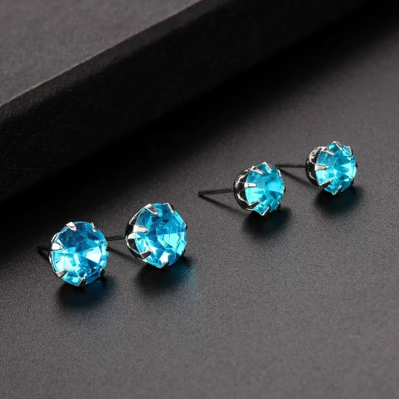 12 Pair/Pack AAA CZ Shiny Wedding Stud Earrings Set for Women Men Crystal Jewelry Accessories Earing Oorbellen Free Shipping