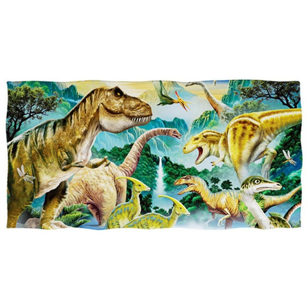 ผ้าขนหนูไมโครไฟเบอร์เด็กผ้าเช็ดตัวเด็ก 2025 ไดโนเสาร์พิมพ์แห้งเร็วว่ายน้ําผ้าเช็ดตัวห้องน้ํา Face Body Toalha De Banho