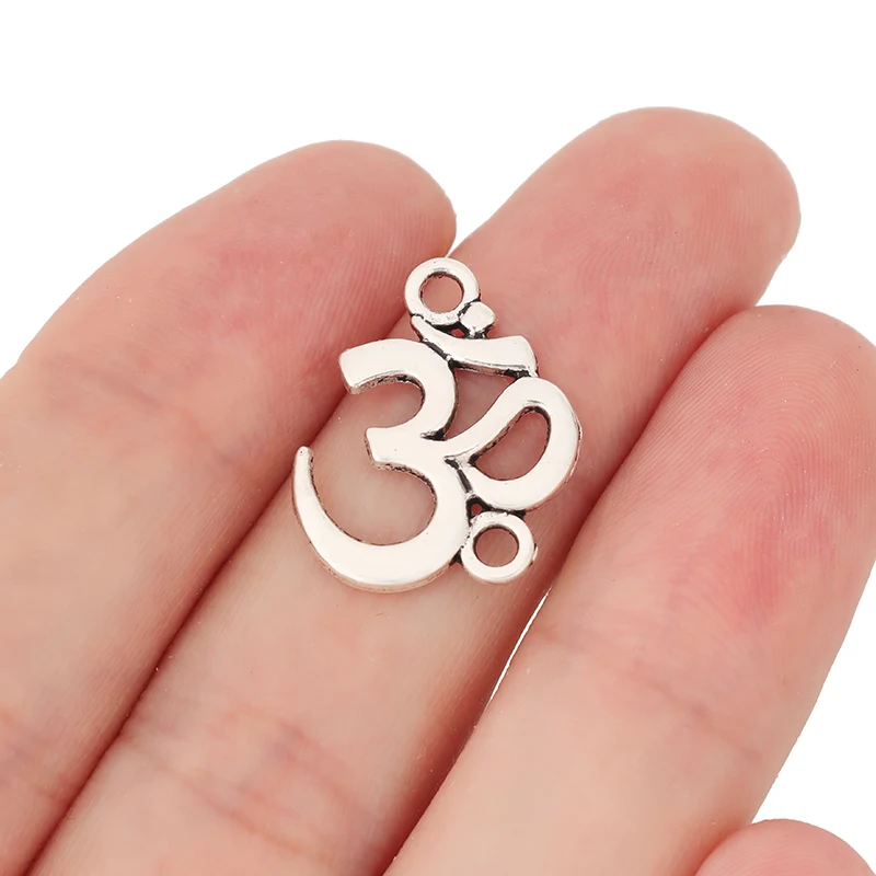 

30 x Tibetan Silver OM AUM Yoga Connector Charms for Bracelet Jewelry Making Accessories 21x17mm