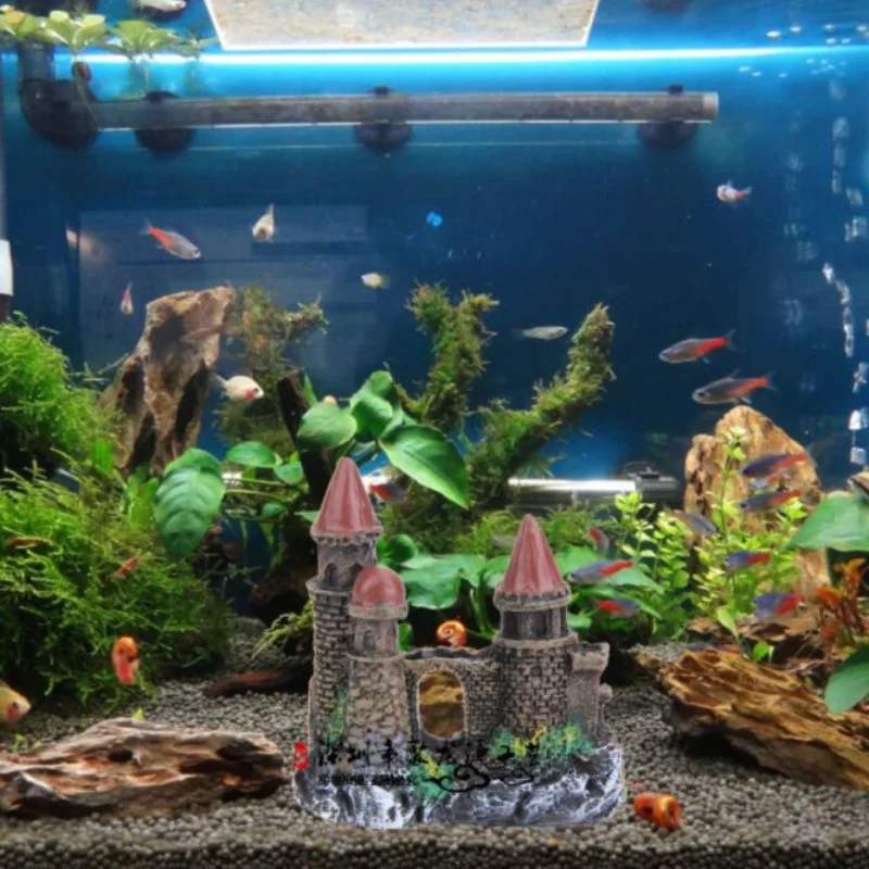 DIY Aquarium Ornaments Reptile Box Decoration Resin Landscaping Crafts Simulation Castle, Fish Tank Decoration, New Pattern