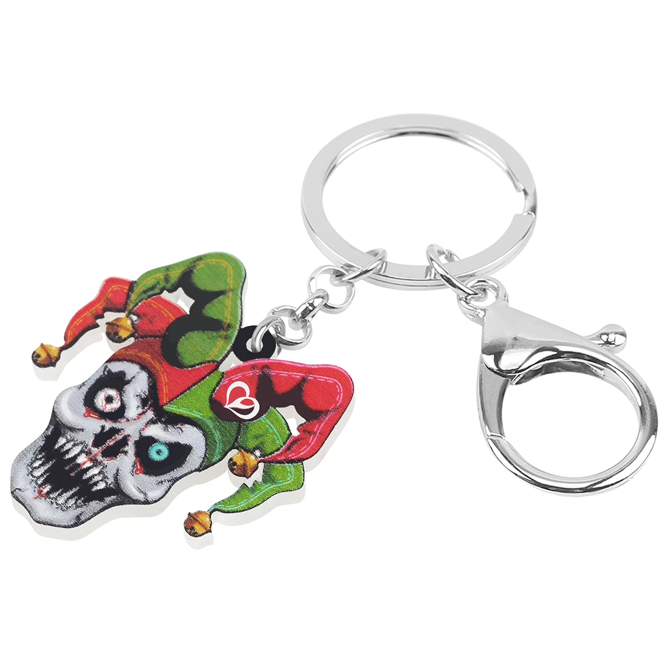 WEVENI Halloween Acrylic Horror Skeleton Clown Skull Keychain Fashion Key Chain Ring Jewelry For Women Girls Teens Charms Gifts image 2