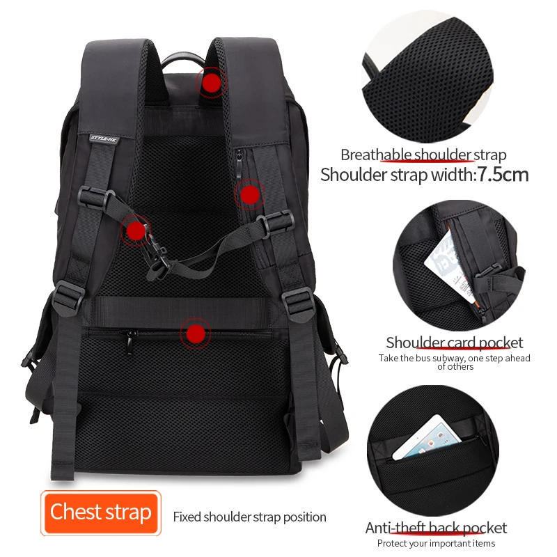 Heroic Knight Large Capacity Travel Backpacks Men USB Charge 15.6in Laptop Backpack For Teenagers Drawstring Bag Male School Bag