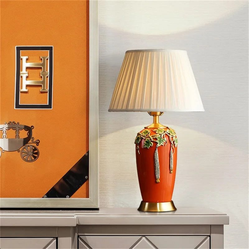 AOSONG Modern Table Lamp Brass Creative Ceramic LED Desk Light Decorative for Home