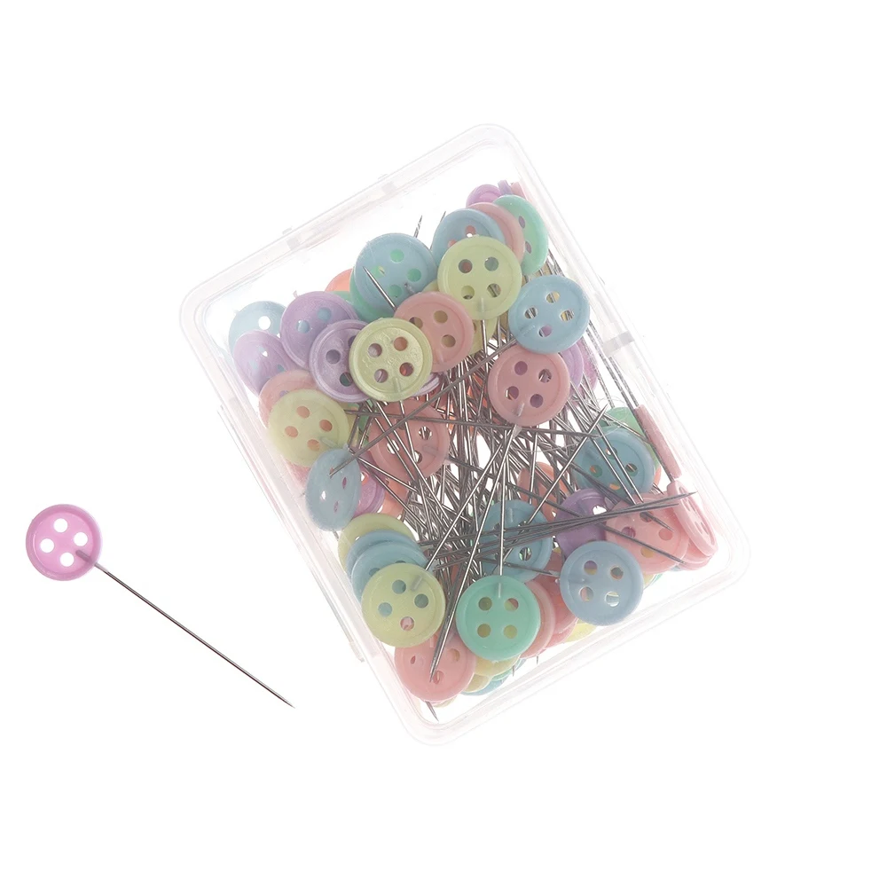 

50/100Pcs/lot Sewing Accessories Patchwork Flower/Bow tie/Button Pins Sewing Pin With Box DIY Sewing Patchwork Pins Arts Crafts