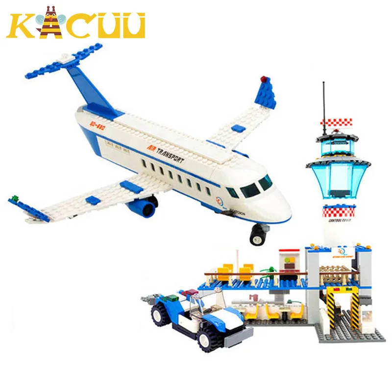 City Plane Airplane Sets Blocks City Cargo Airport Station Construction DIY Brick Air Bus Car Figure Friends Building Blocks Toy