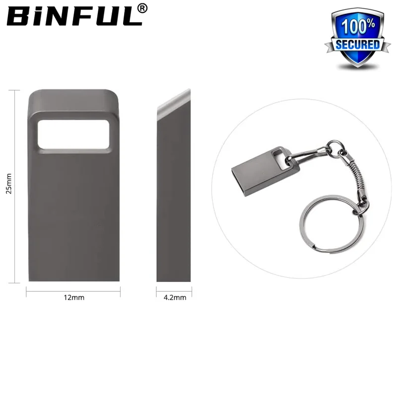 BINFUL Tiny USB флэш-накопитель 4G 8G 16G 32GB 64GB 128G Pen Drive Drive Rive Флешка Водонепроницаемый серый U диск Memoria Cel Stick Портативный