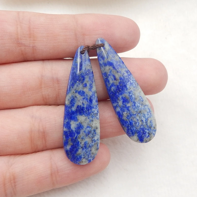 Natural pedra preciosa lapis lazuli moda mulher brincos grânulo, moda jóias para feminino brinco par acessórios 40x12x4mm7g