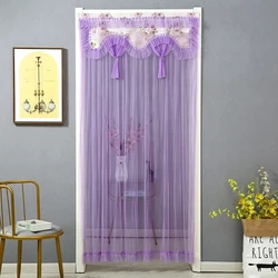 Summer Door Curtain Anti-Mosquito Door Curtain Encryption Free Punching Home Bedroom Lace Curtain Double Screen Curtain Fabric