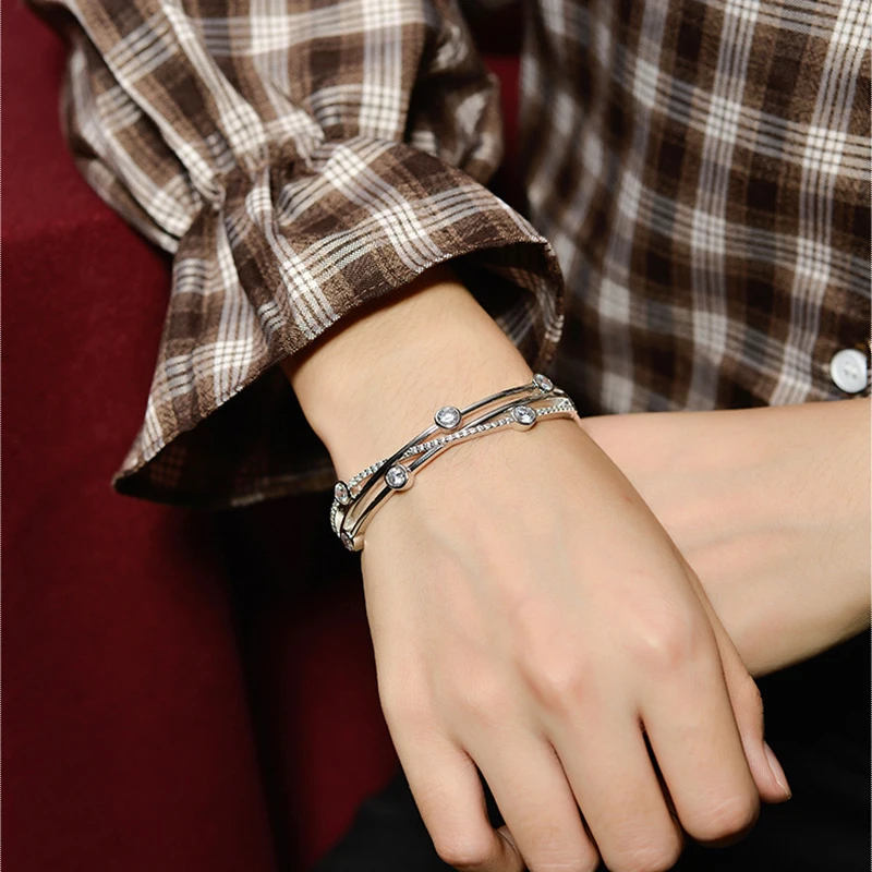 Luxury Cross Crystal Bracelet Bangles For Women Girl Fashion Jewelry Brand Weaving Hollow Rhinestone Cuff Bracelets Good Quality
