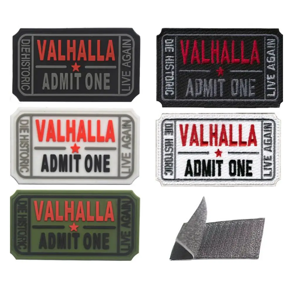 PVC Embroidery Ticket Moral Patch Outdoor ARMY Vikings Live Again Die Historic Badge Patch Applique Tactical Patches