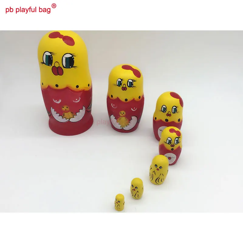 PB Playful bag-muñeco de pollo de siete capas, juguete de madera para manualidades, exquisito, creativo, divertido, regalo de cumpleaños, decoración del hogar, HG68