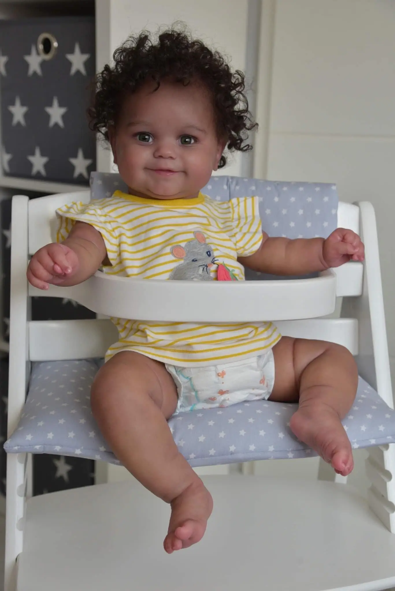 NPK 50CM Flexible Bebe Doll Reborn Baby Girl Maddie Black Skin  African American Baby Handrooted Hair with Bottle and Pacifier