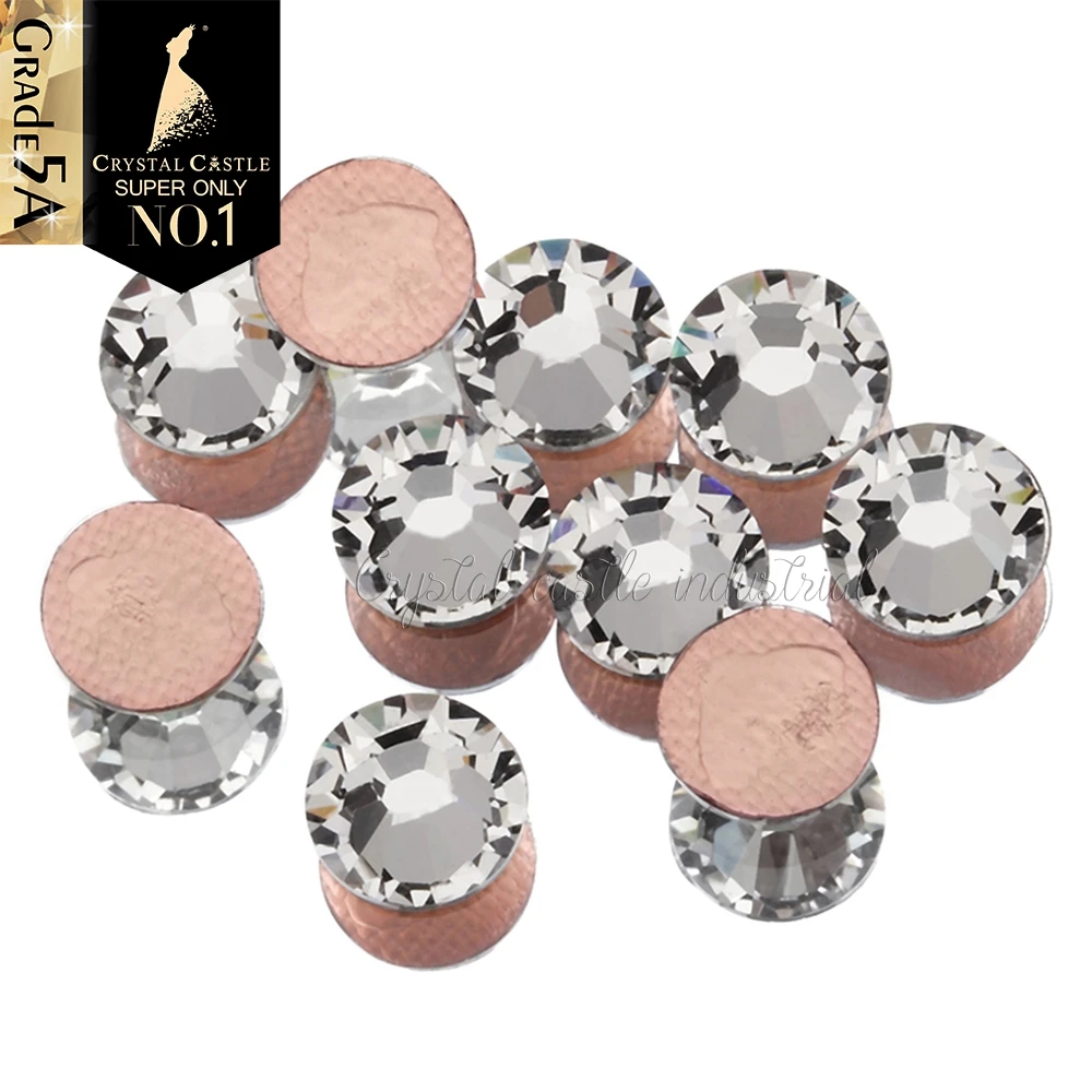 Crystal Castle Sw-Quality 6A Hot Fix Strass Clear White AB Rhythmic Gymnastic Decoration Iron On Hotfix Rhinestones For Clothing