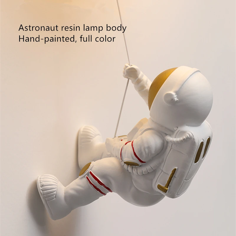 Applique murale en forme de lune pour chambre d\'enfant, minimaliste, moderne, créatif, astronaute, en cuivre, dessin animé, pour chevet de chambre
