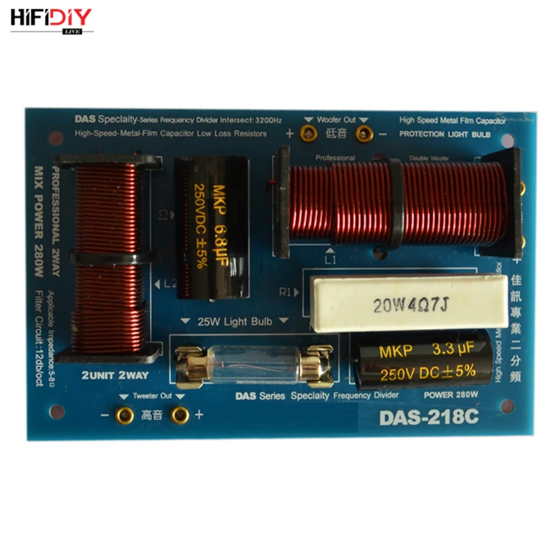 HIFIDIY LIVE DAS-218C 2 Way 2 speaker Unit (tweeter + bass )Professional Speakers audio Frequency Divider Crossover Filters