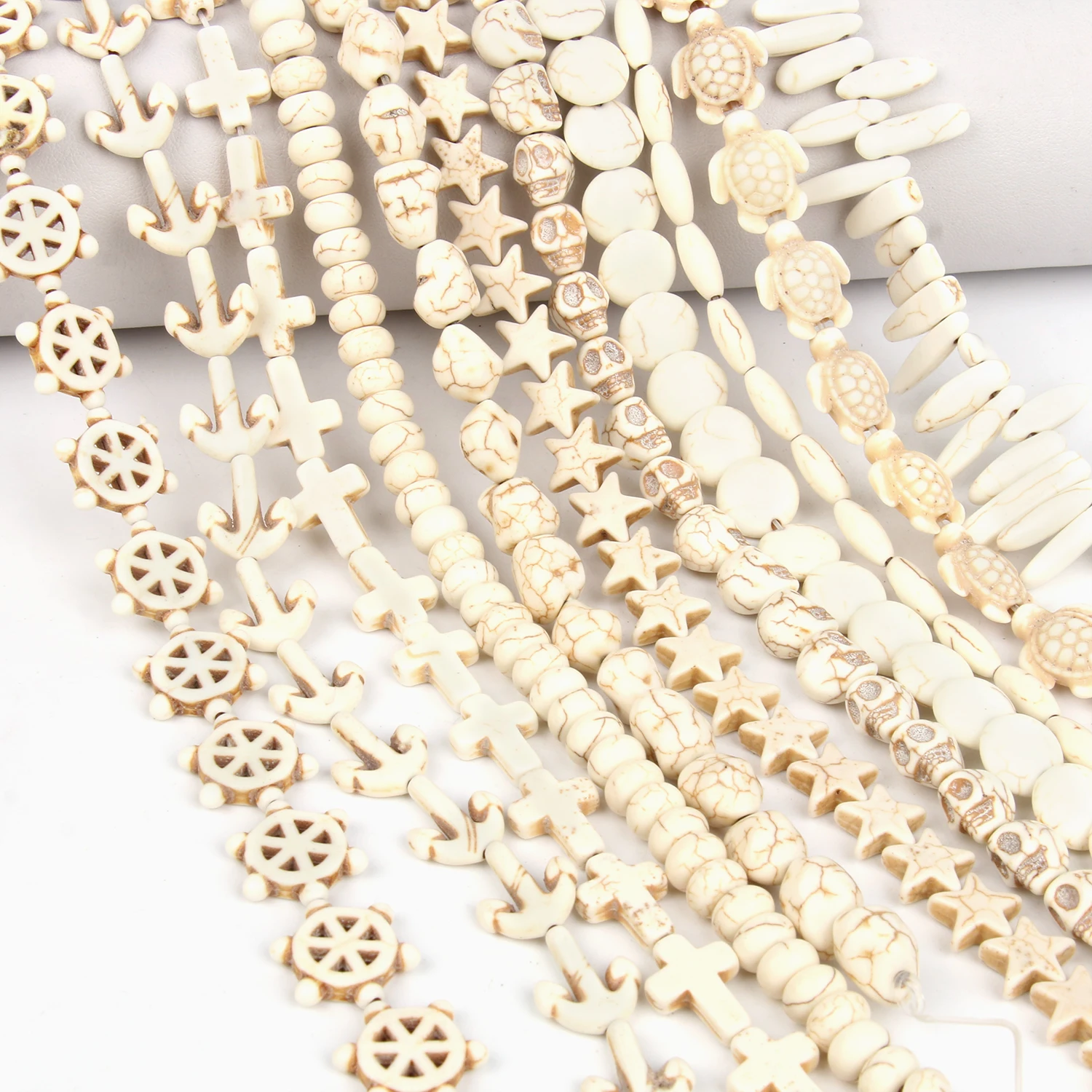 Natural Stone White Howlite Turquoises Beads Loose Spacer Beads For Jewelry Making DIY Charm Bracelets Earrings Accessories 15\