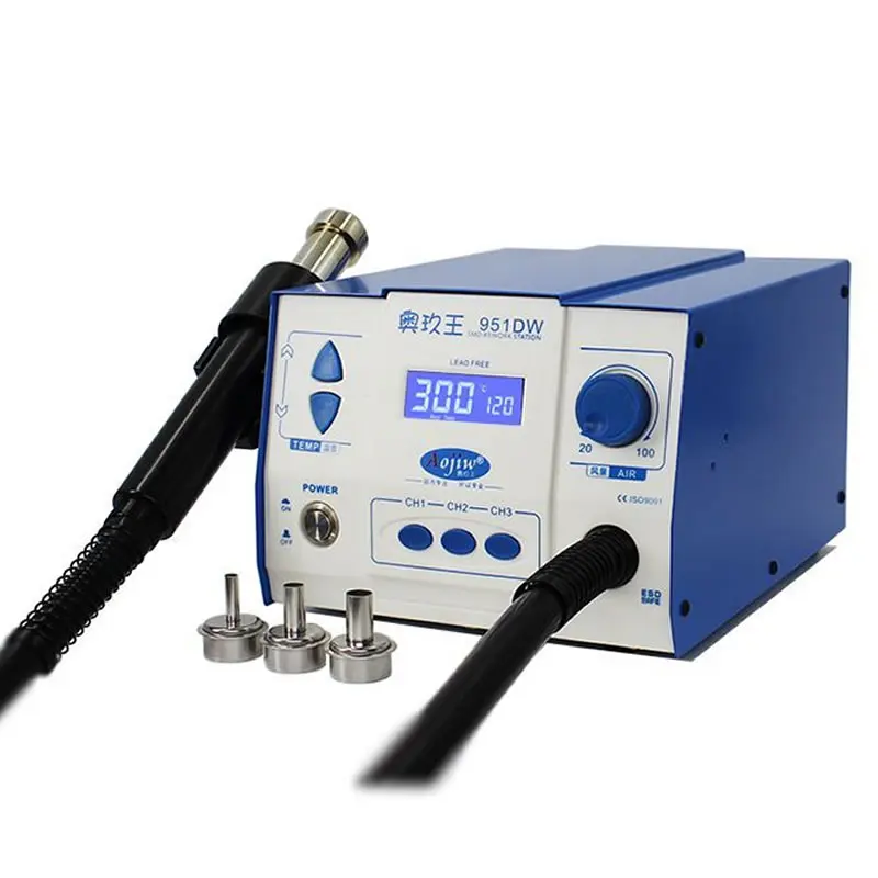 Digital Display Brushless 951DW Hot Air Gun Soldering Station 700W SMD BGA Rework Desoldering Welding Repair Tool Air Nozzles