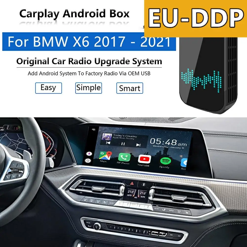 USB Carplay Radio upgrade Android For BMW X6 2017 - 2021 Apple Wireless CP Box Car Multimedia Player Wifi Mirror Link Auto Audio