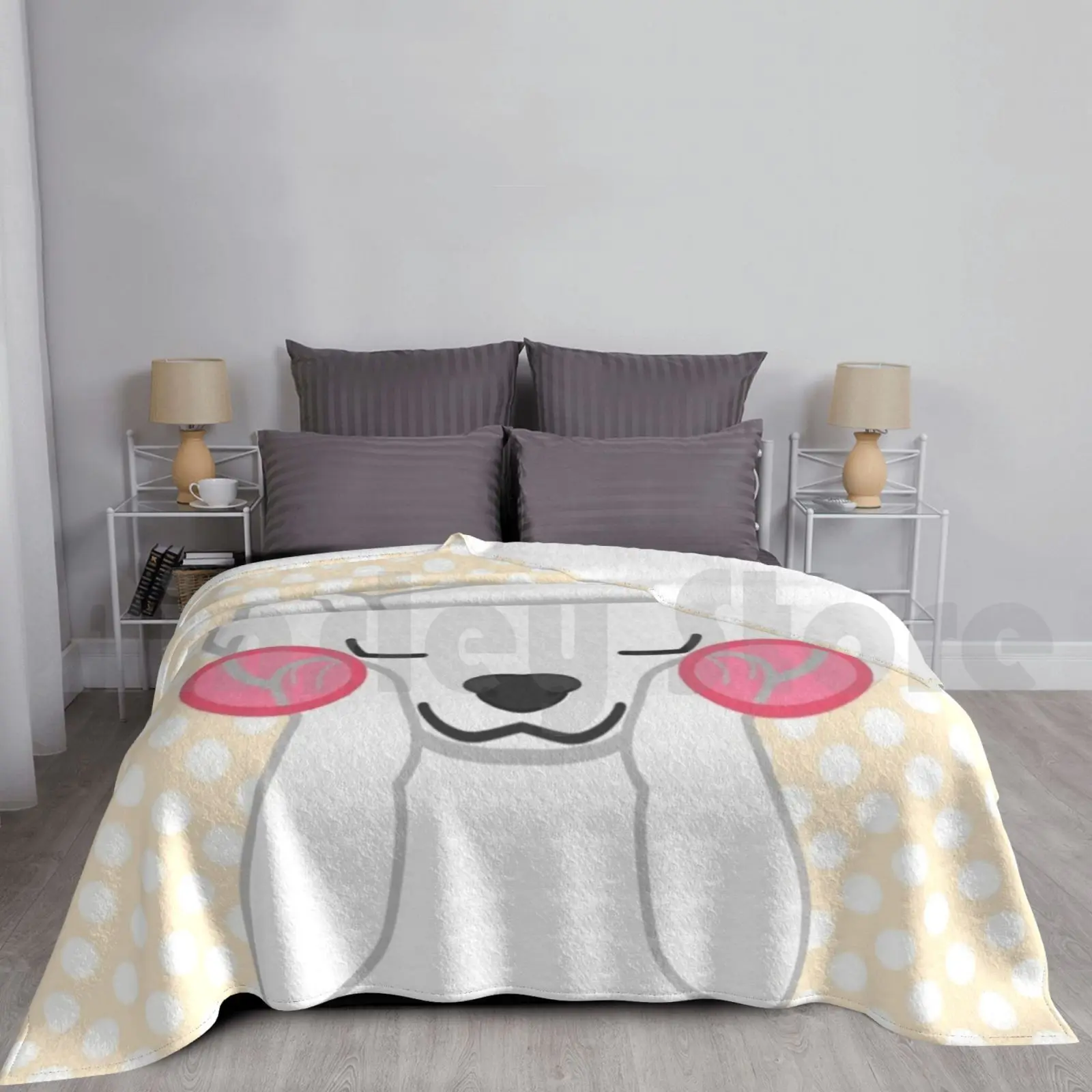 Sweet Ermine Blanket Fashion Custom Ermine Cute Ermine Pink Ermine Blush Blushy Ermine Polka Dots Orange Winter