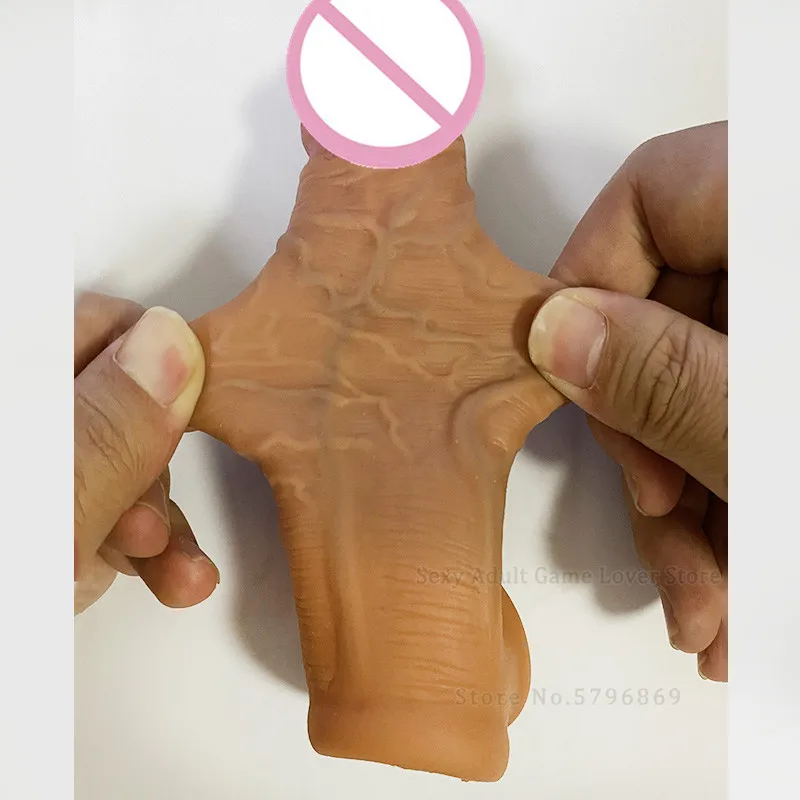 3 Size Realistic Penis Enlargement Condom Reusable Cock Extender Ejaculation Delay Toy Soft Silicone Sleeve Sex Product For Men