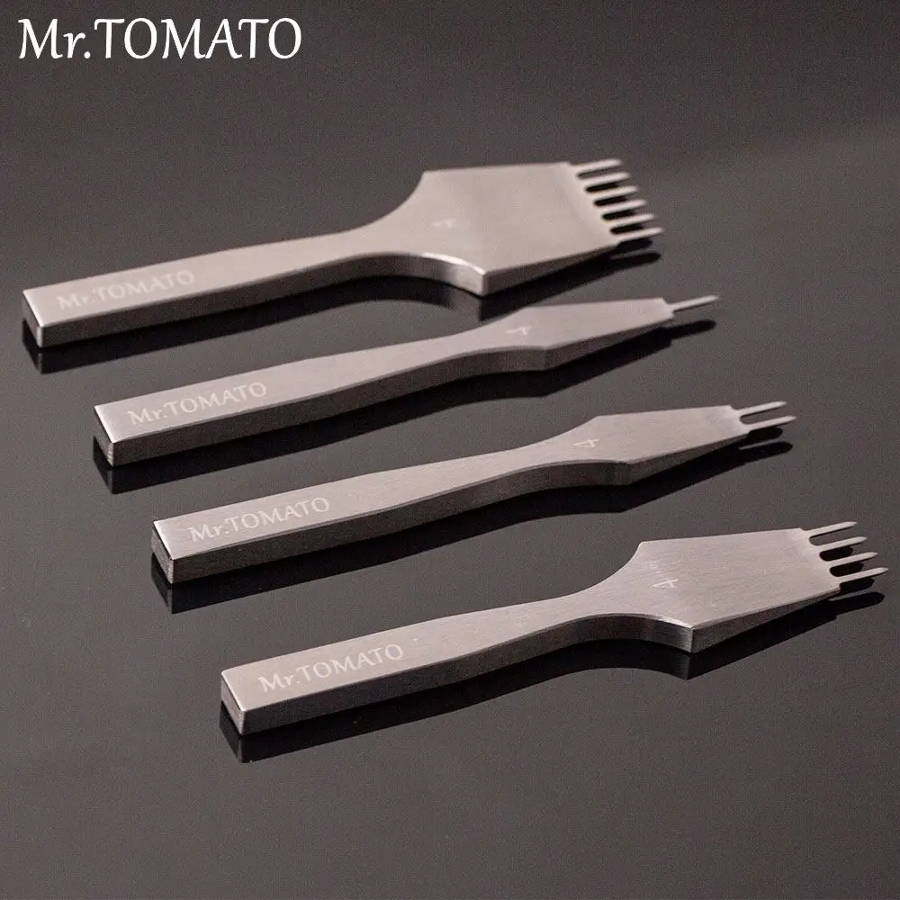 Mr.tomato Leather Chisel Hole Punch Stitching Tool Diamond Pricking Iron Leather Craft tool Polishing 3/4mm 1-2-4-6 teeth