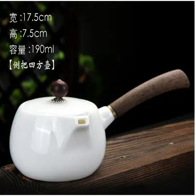 Heldere glazuur Suet Jade keramische theepot, huishoudelijke zijhandvat Xishi Pot, Chinese Kungfu theepot, witte porseleinen theeset