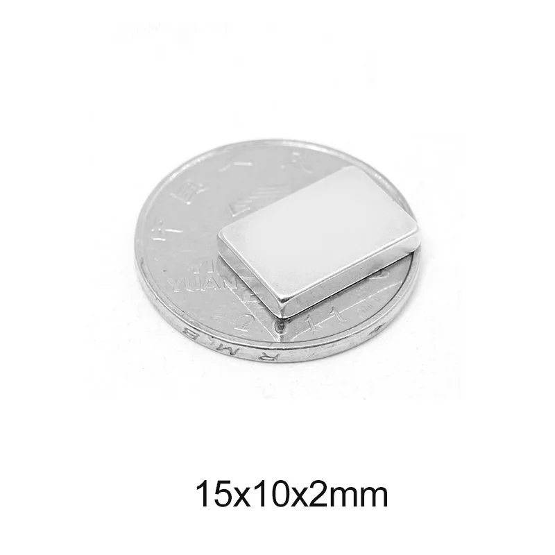 10~200PCS 15X10X2 mm Sheet Neodymium Magnet 15mm*10mm Strong Permanent Magnets 15x10x2mm N35 Block Rare Earth Magnet 15*10*2 mm