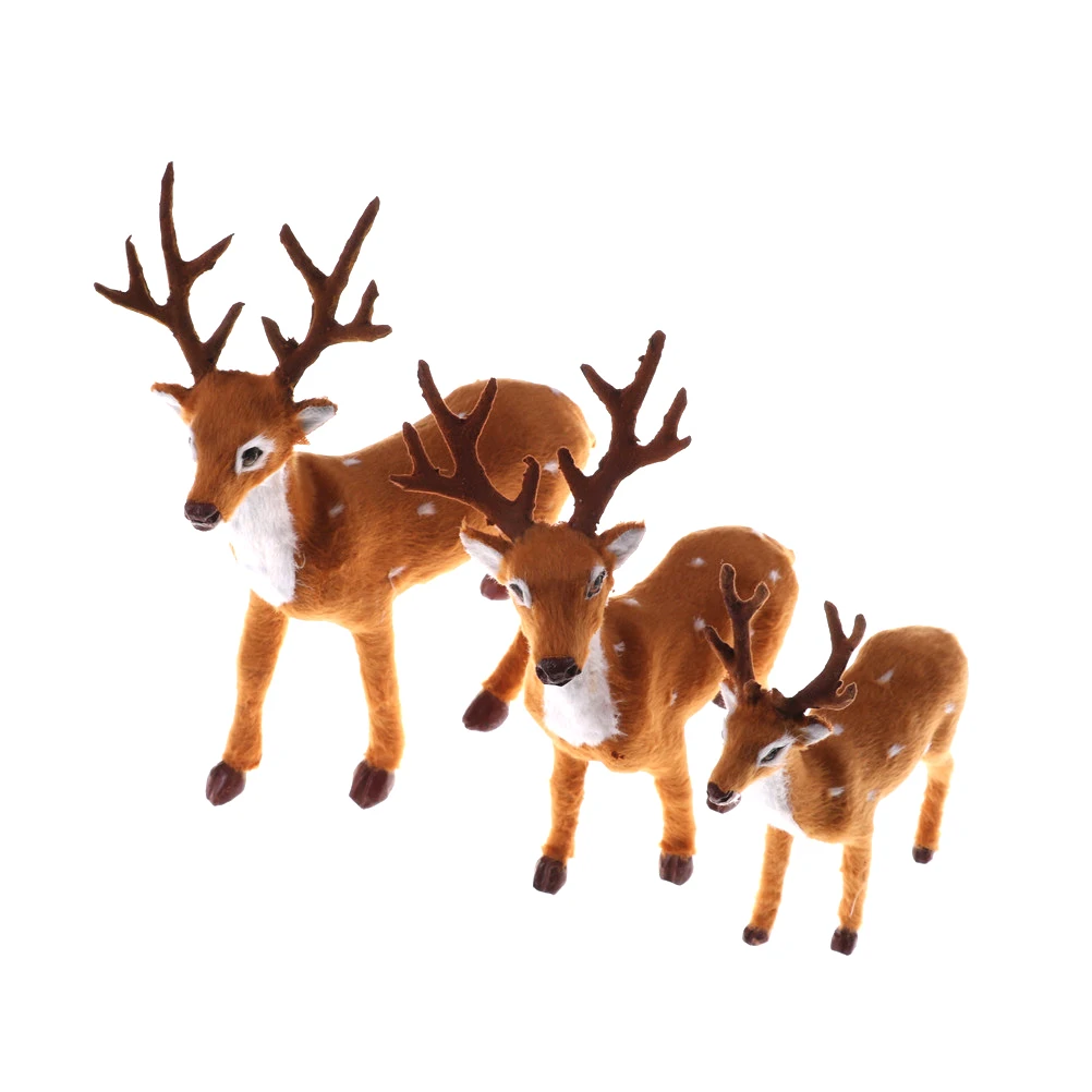 Simulation Christmas Deer Christmas Elk Plush Reindeer Christmas Decoration Fairy Garden Miniatures Props