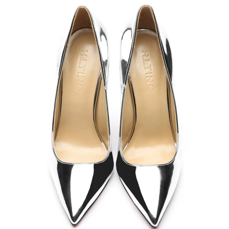 Silver Women Red Bottom Heels OL High Heeled Shoes Wedding Evening Party Formal Dress Shoes Sexy Stilettos Women Pumps Size 43