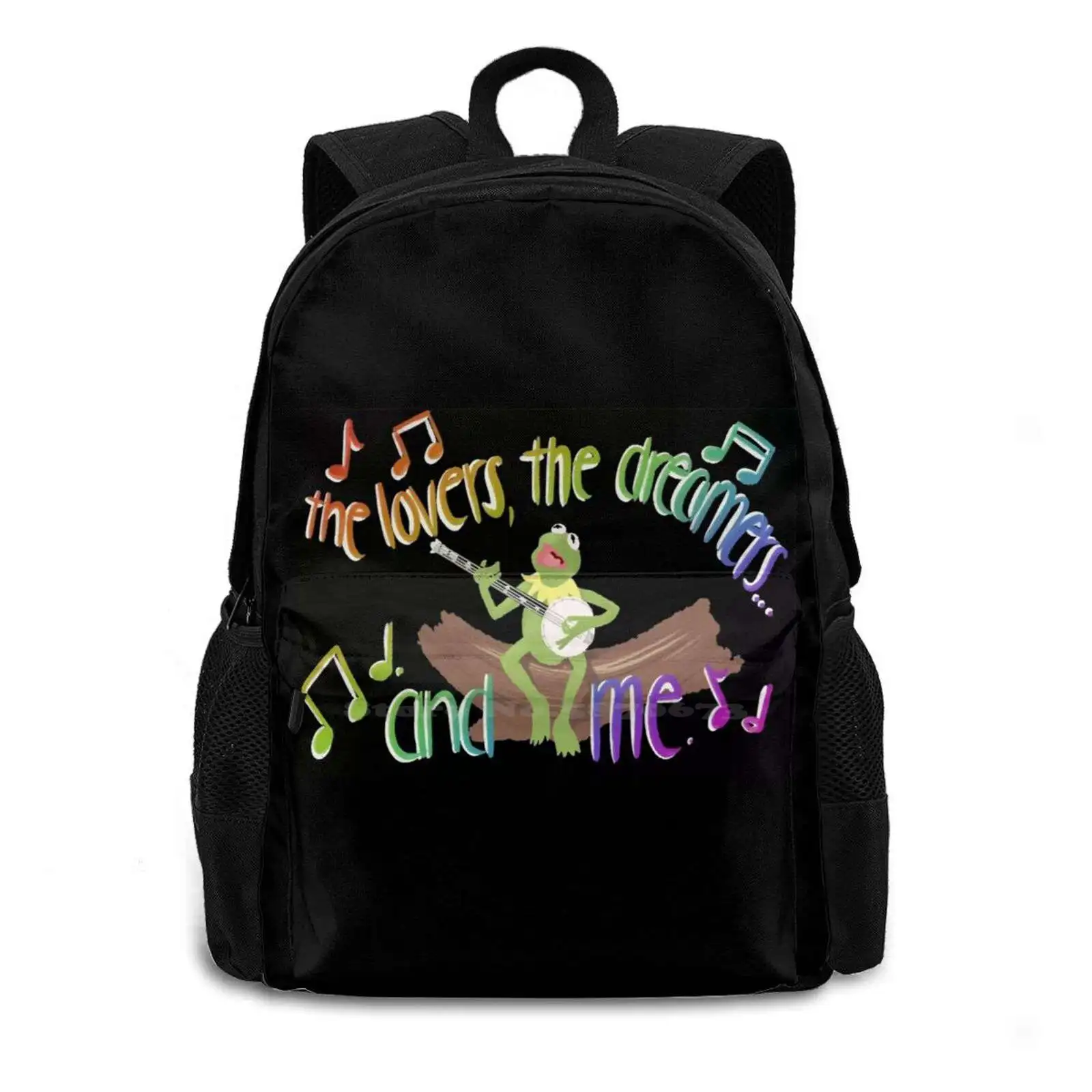 Rainbows Teen College Student Backpack Pattern Design Bags Kermit The Frog Rainbow Connection Jim Henson