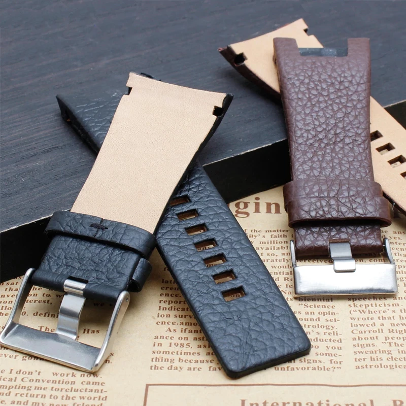 Genuine Leather Watch Strap for Diesel DZ1216 DZ1273 DZ4246 DZ4247 DZ4287 Bracelet Mens Watchband Wristwatches Notch Band 32mm