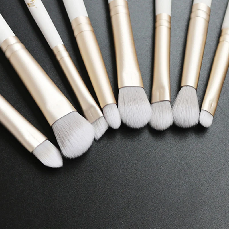 MyDestiny Ice White 12pcs Synthetic Hair Makeup Brush Set Super Soft Fiber Gradual Color Handle Include Face and Eye Brush