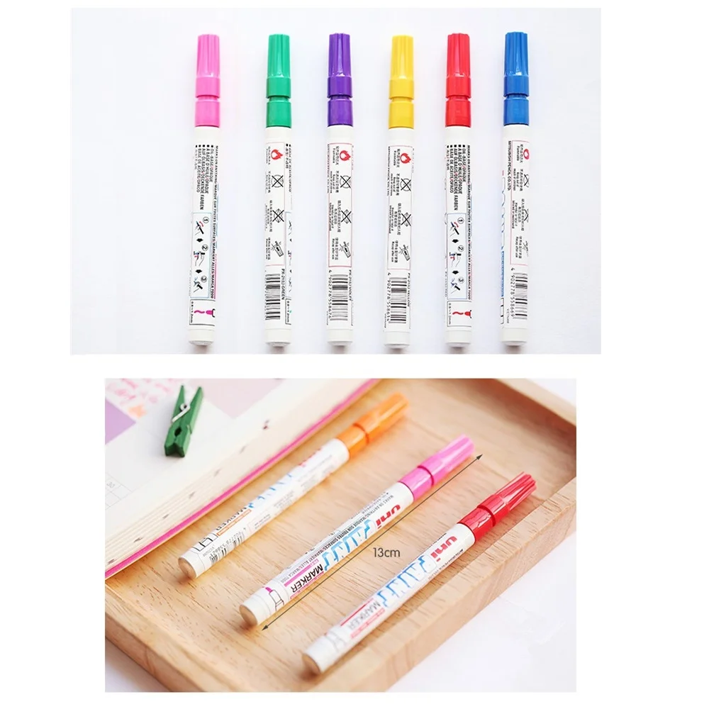 1Pcs Permanet Kleur Verf Marker Pen Fine Tip Olie Base Opaque Mark Op Iets Tyre Houten Cd Metalen Gras stof Handtekening F860